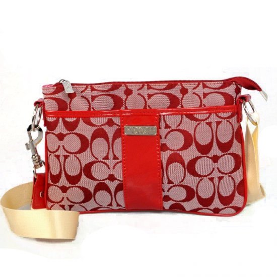 Coach Madison In Signature Small Red Crossbody Bags CFG Coach Madison In Signature Small Red Crossbody Bags CFG